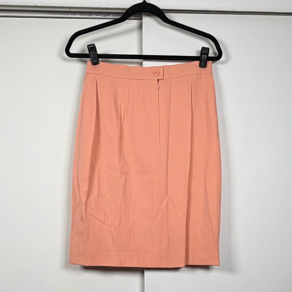 Escada Margaretha Ley Peach Wool Silk Blend Pencil Skirt Vintage Size 38 Peach